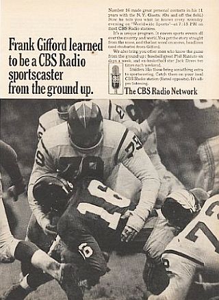 1966: Frank Gifford featured in CBS Radio ad.