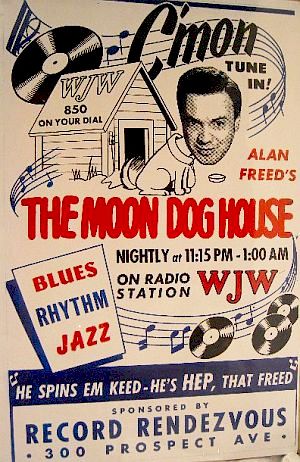 Early 1950s print ad for Alan Freed’s radio show on Cleveland’s WJW, sponsored by the Record Rendezvous.