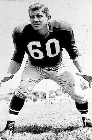 Chuck Bednarik strikes a linebacker pose in a early 1960s Philadelphia Eagles’ player photo.