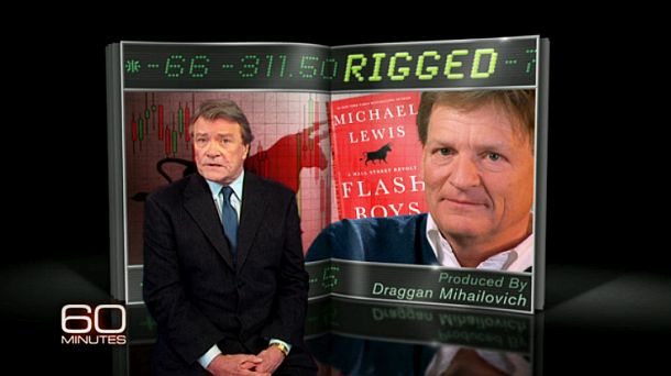 March 30, 2014: Steve Kroft of “60 Minutes” is shown introducing segment on Michael Lewis &“Flash Boys.”