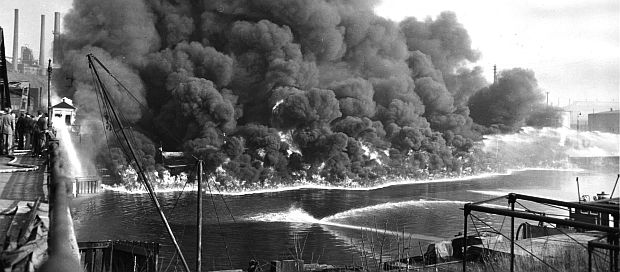 Image result for cuyahoga river fire