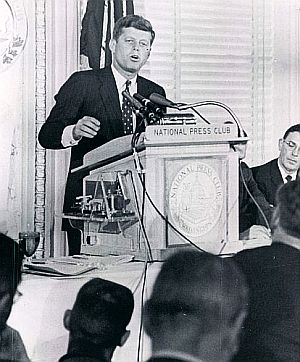 Jan 14, 1960: JFK outlines his strategy for the presidency at the National Press Club in Wash., D.C.  Photo, UPI.
