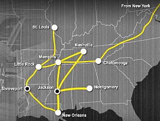 PBS “Freedom Riders” map showing routes traveled as of July 1961, when some 367 Riders had participated.