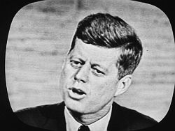 JFK’s on-screen appearance during the first Presidential TV debate of Sept 26th, 1960 was believed by some to have been a decisive factor.