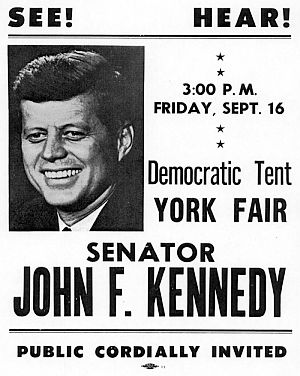 Poster announcing visit of JFK to the York Fair, in York, PA on September 16, 1960.