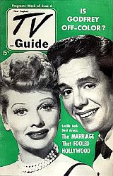 New England regional TV Guide of June 6, 1952 features cover story, ‘Lucille Ball and Desi Arnaz, The Marriage That Fooled Hollywood’. Regional guide, 6 June 1952.