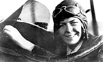 Elinor Smith in the cockpit of her plane, circa 1928-29.