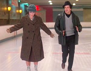 The first “Rocky” is also a love story, and in the ice rink scene, Rocky, without skates, is trying his best to court Adrian.
