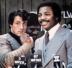 In the film, Rocky Balboa and Apollo Creed at press conference announcing the special fight.
