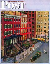 John Falter’s “Gramercy Park,” SEP, March 25, 1944. Gramercy Park, NY, 1944.