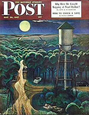 John Falter’s moonlit "Lovers' Lane, Falls City, Nebraska," Saturday Evening Post cover, May 24, 1947. 