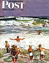 John Falter’s “Surf Swimming,” SEP, August 14, 1948. Surf Swimming, August 1948.