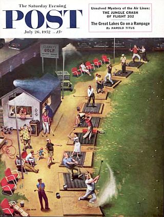 Artist John Falter’s painting, “Golf Driving Range,” was used to illustrate the cover of the July 26, 1952 “Saturday Evening Post,” one of some 129 covers he did for the magazine. 