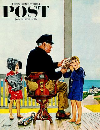 John Falter’s “Listening to the Sea,” Saturday Evening Post cover, July 21, 1956.