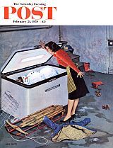 John Falter’s “Frosty in The Freezer,” SEP, February 21, 1959. Frosty in Freezer, Feb 1959.