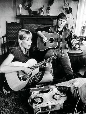 1966: Joni & Chuck Mitchell at work in their apartment at the Verona on Ferry St. in Detroit. Detroit News