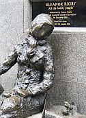 "Lonely people" sculpture in Liverpool, England commemorates Beatles' song, "Eleanor Rigby."