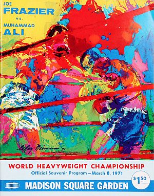 Official program from Ali-Frazier fight, March 8, 1971, with cover art by LeRoy Neiman, famous painter of athletes.