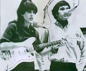 Grace Slick and David Miner from The Great Society group in an early recording session, 1965–1966. 