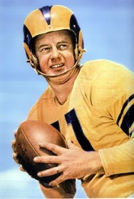 Norm Van Brocklin played nine seasons with the Los Angeles Rams, 1949-1957, as quarterback and punter.