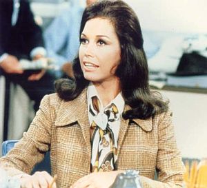 Mary Richards character at her desk at TV station WJM on “The Mary Tyler Moore Show.”
