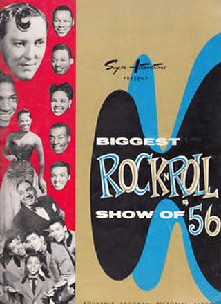 Cover of tour booklet for “Biggest Rock n Roll Show of ‘56" with Bill Haley, Lavern Baker, The Platters, & others. 