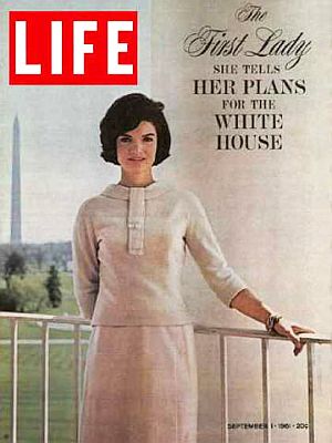 Sept 1961: Jackie Kennedy, of course, was involved with a lot more than the Twist, as featured here in a Life magazine cover story on her plans for a major restoration of the White House, the results of which were the subject of a nationally-broadcast TV special with her in the starring role. Click for copy.