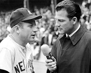 Mickey Mantle being interviewed by then sportscaster Frank Gifford. Click for “Celebrity Gifford” story.