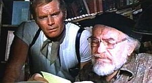 Charlton Heston as detective Robert Thorn, and Edward G. Robinson as Solomon “Sol” Roth, live together in their cramped apartment in the 1973 film, “Soylent Green.” 