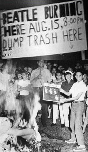 Image result for burning beatles records