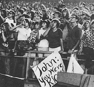 Portion of the crowd that turned out for the Beatles' August 23rd, 1966 concert at New York's Shea Stadium.