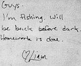 Note: "Gone fishing."